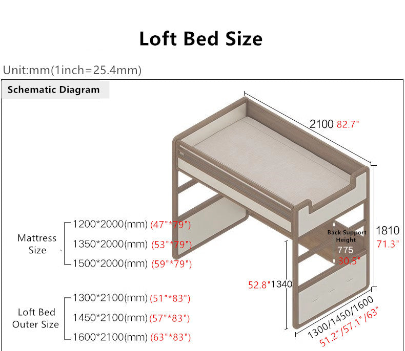 Solid Ash Wood Loft Bed with High Storage Bed Wardrobe and Drawer Stairs and Desk Combination