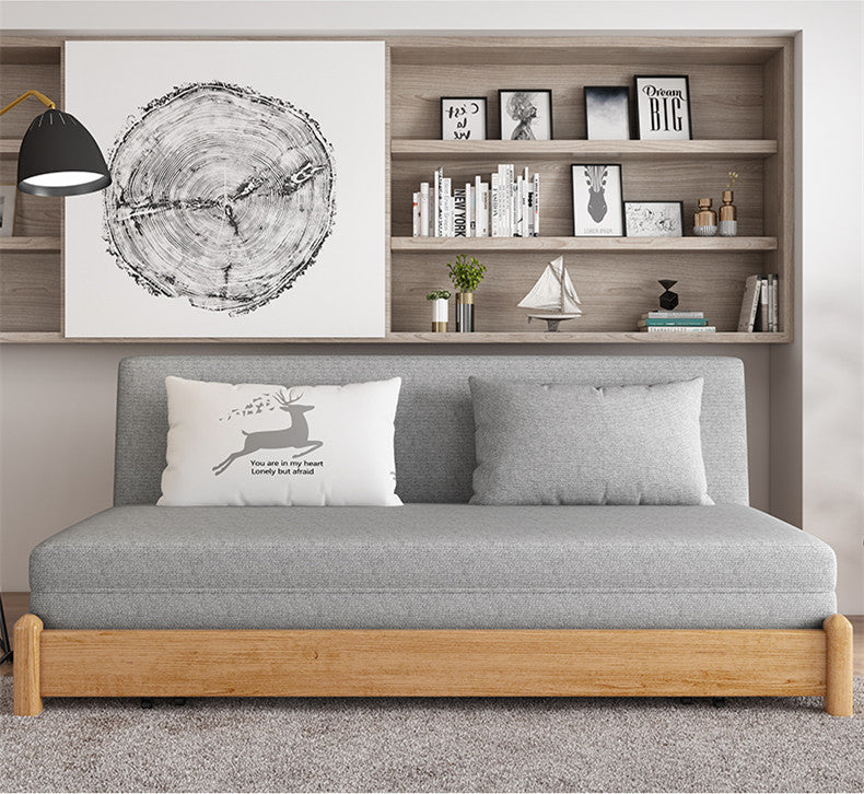 Solid Wood Frame Modern Convertible Sofa Bed With Underneath Storage