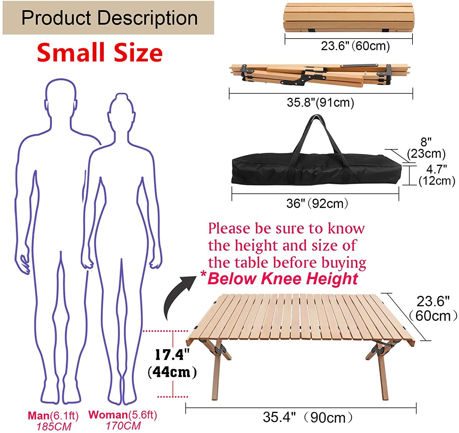Limited time sale -Cake Roll Portable Foldable Outdoor Wooden  Picnic Table