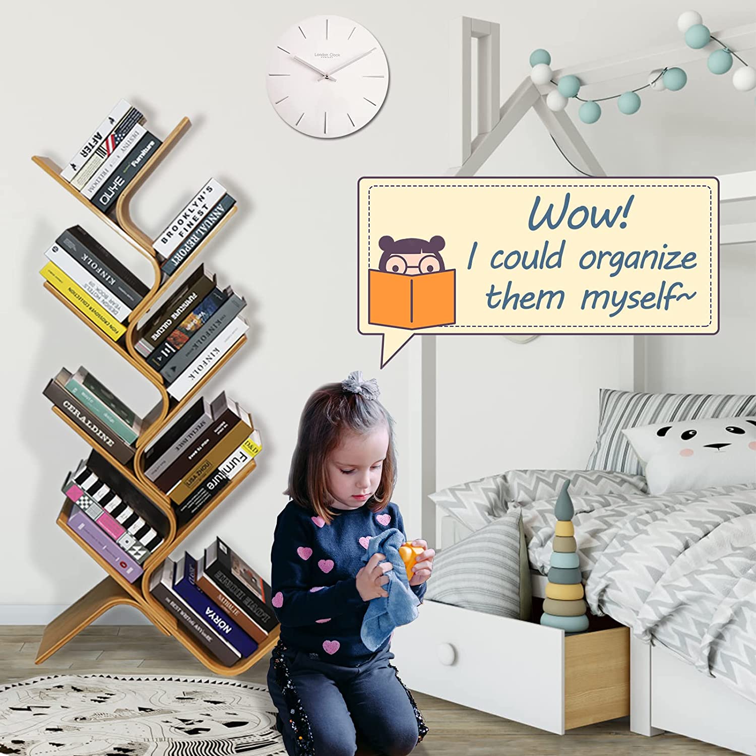 Limited time sale -Modern Floor Standing Curved Tree Bookcase Made of Bent Bamboo