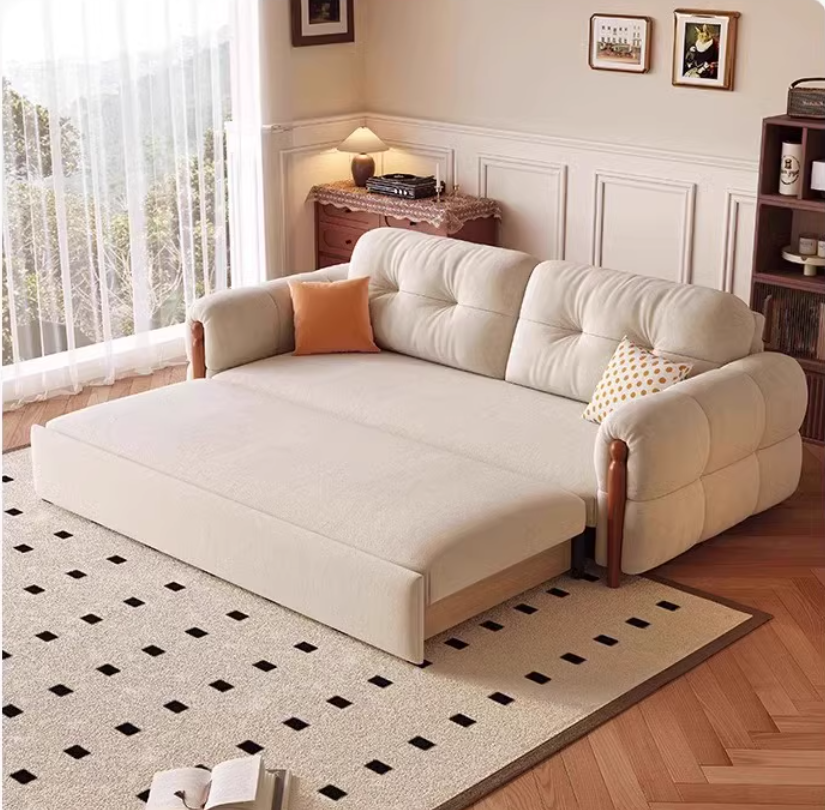 Anti-scratch Flannel Fabric Sofa Bed with Underneath Storage