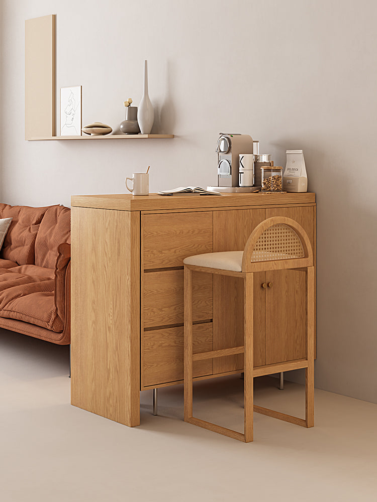 L Bar Table With Both Side Storage Buffet Sideboard Cabinet