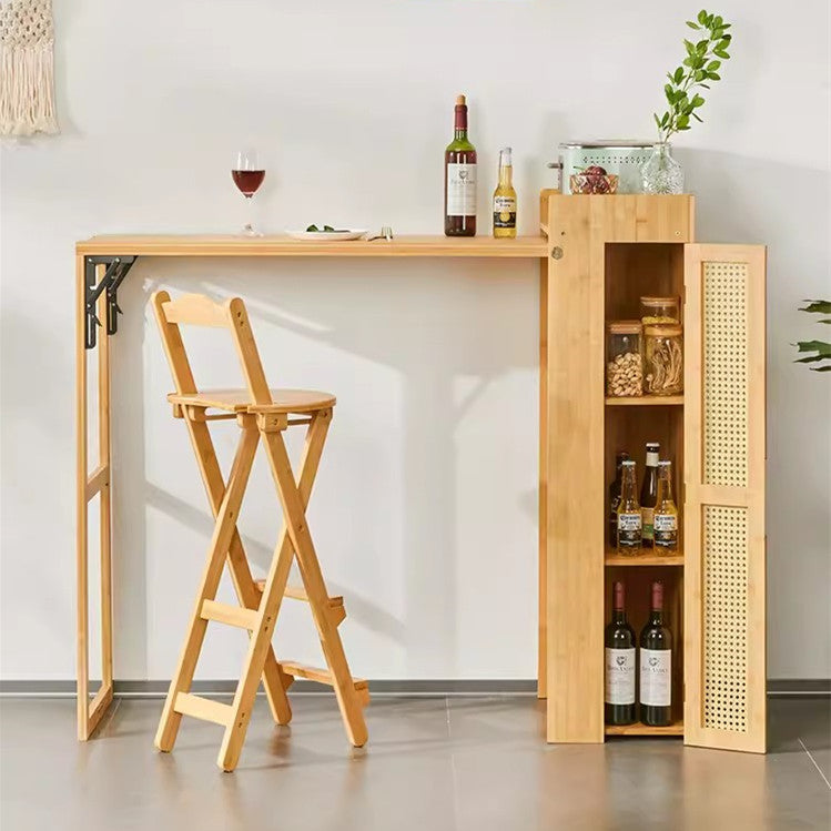 Limited time sale -Folding Bamboo Bar Table with Storage Rack