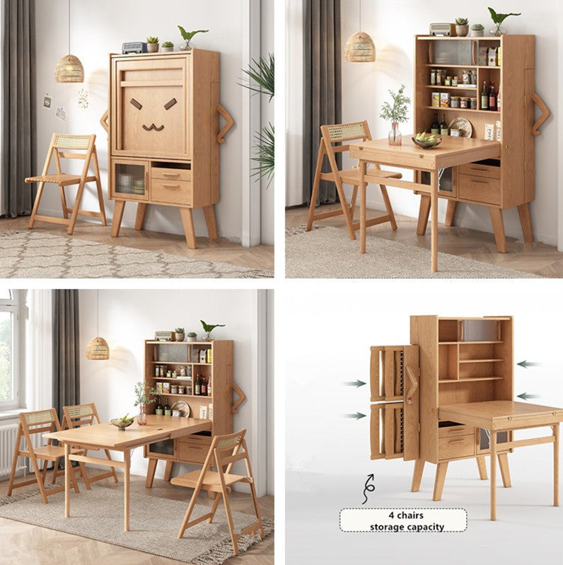 Space Saving Sideboard Table With Folding Chairs