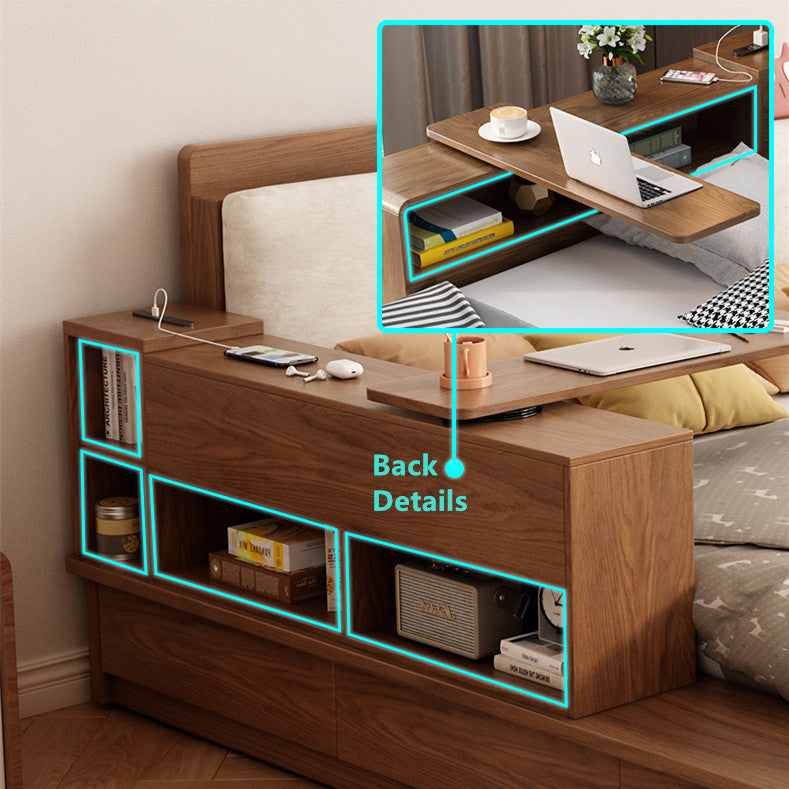 Lift Up Storage Bed With Rotating Desk and Drawers