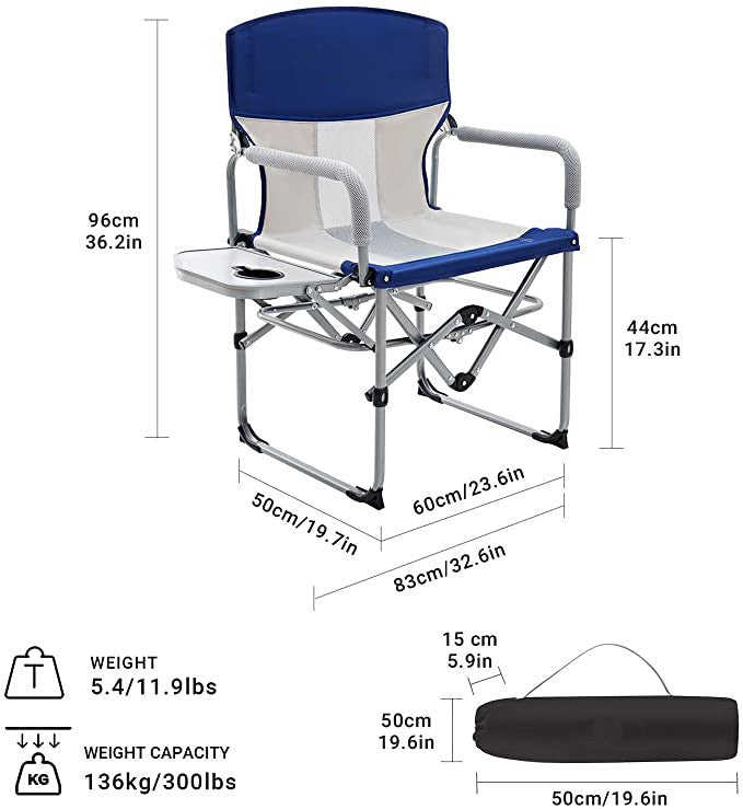 Limited time sale -Heavy Duty Compact Camping Folding Mesh Chair with Side Table and Handle