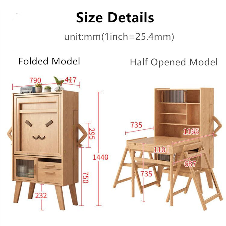 Space Saving Sideboard Table With Folding Chairs