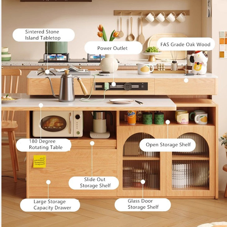 Sintered Stone Kitchen Island with 180 Degree Rotating Table