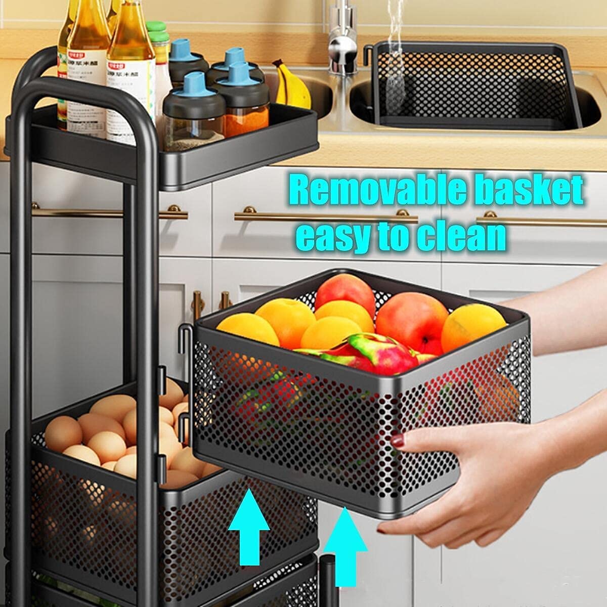 Limited time sale -Multi- Layer Rotating Kitchen Storage Rack with Universal Wheels