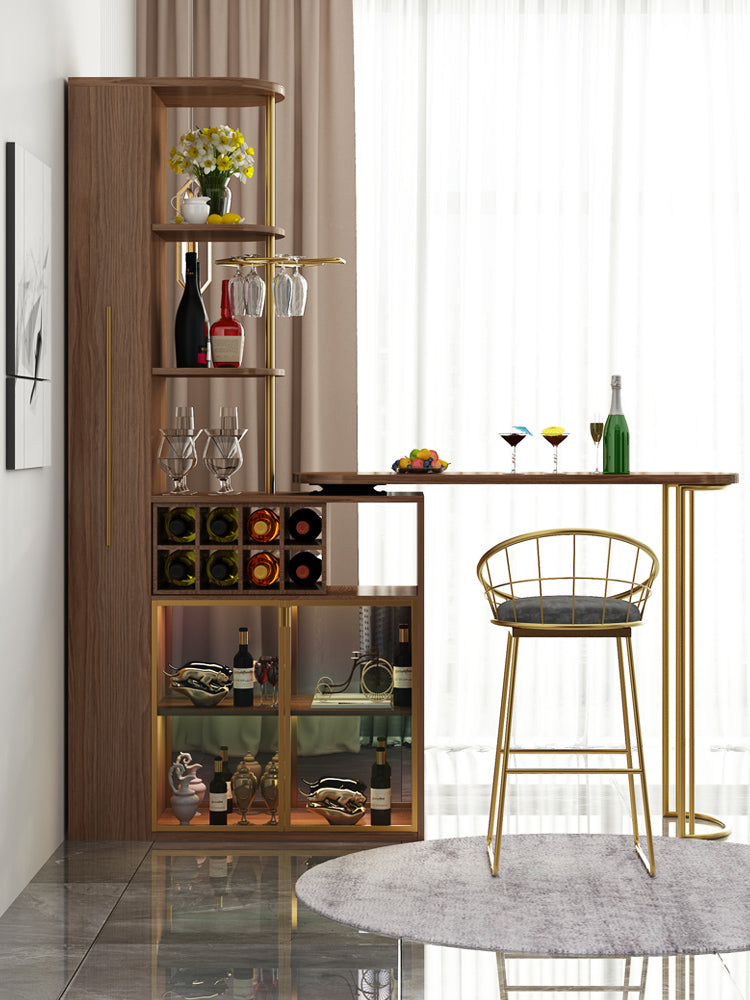 2021 New Design Modern Light Luxury Rotating Wine Bar Table with Cabinet
