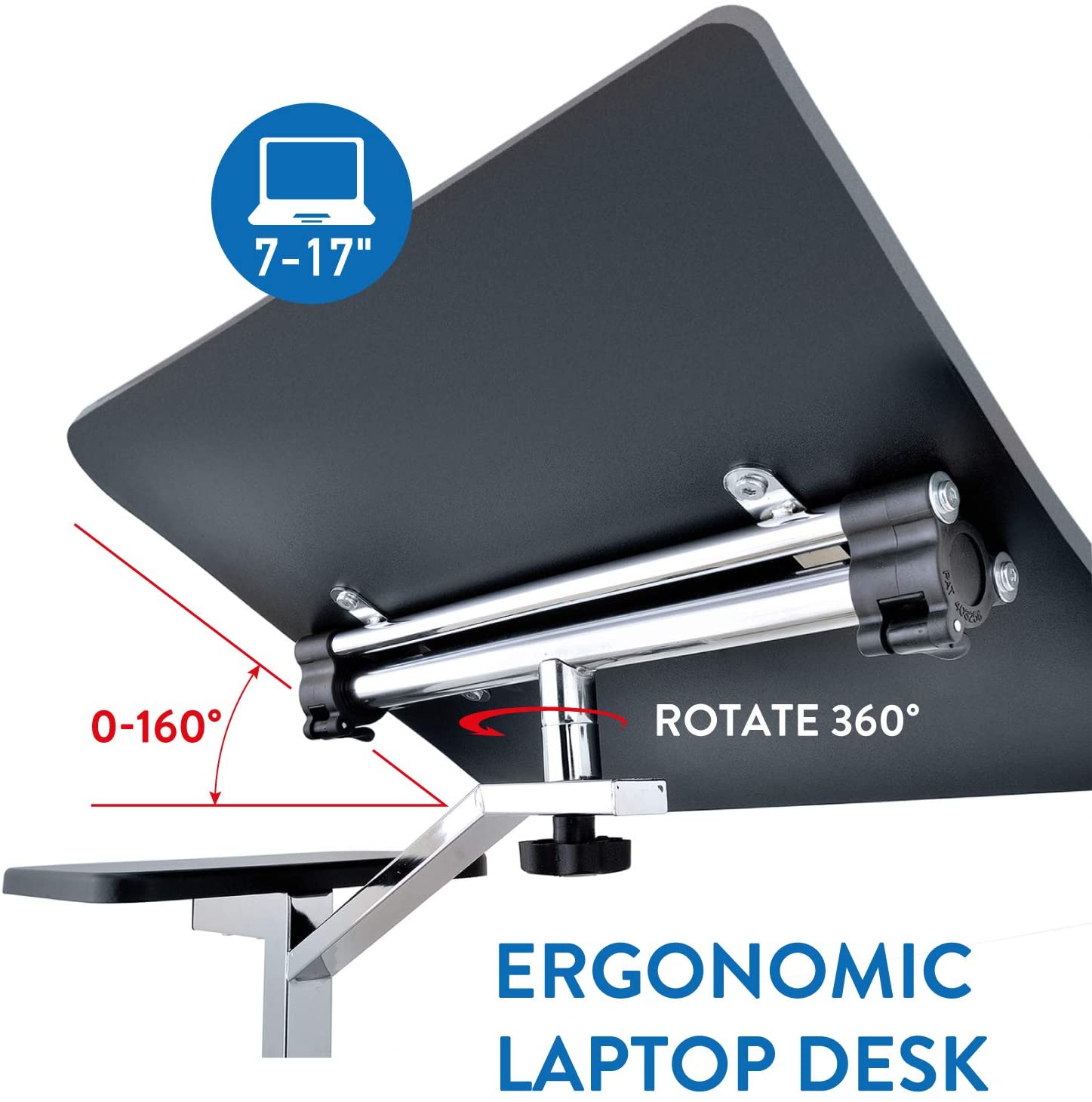 Limited time sale -Portable ans Adjustable Height Rolling Laptop Desk with Mouse Pad