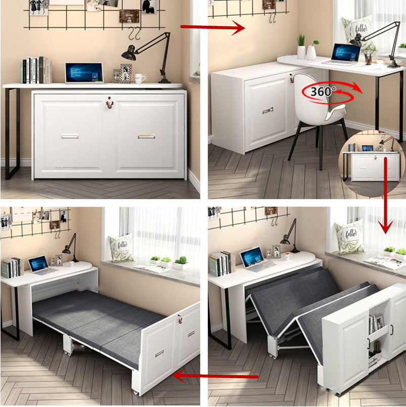Last 3 days -Telescopic and Rotating Corner Computer Desk with Folding Bed