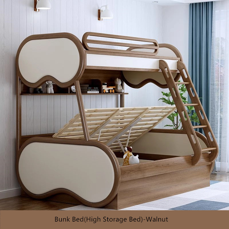 Twin over Full Bunk Bed with Underneath Storage Trundle and Drawer Stairs