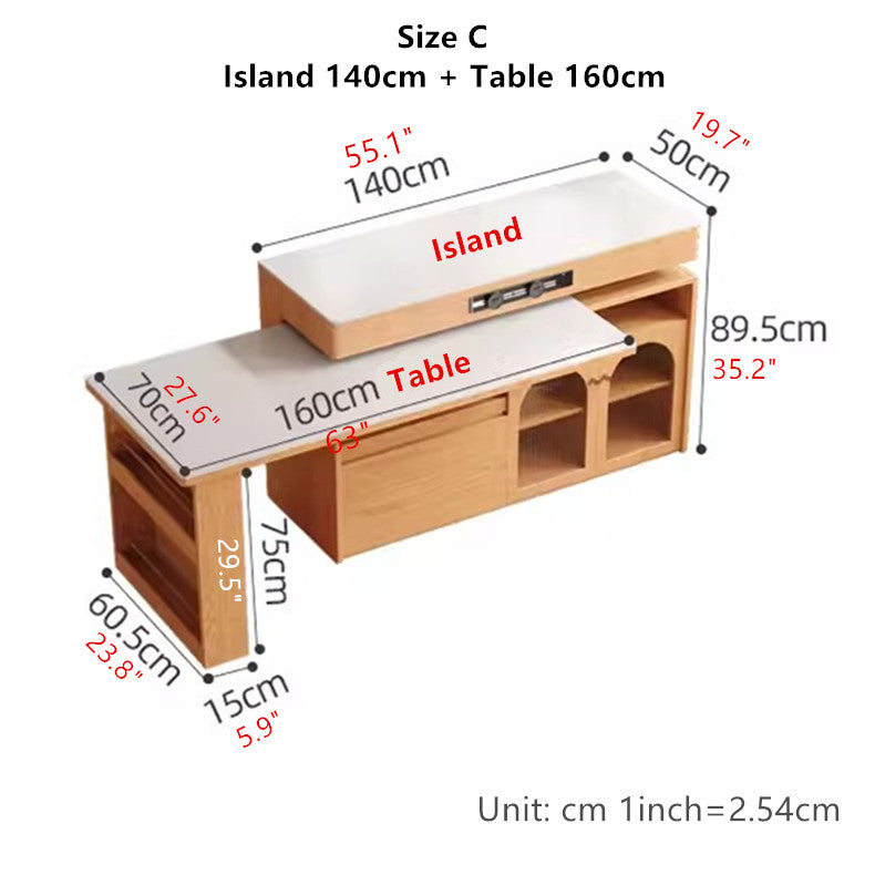 Sintered Stone Kitchen Island with 180 Degree Rotating Table