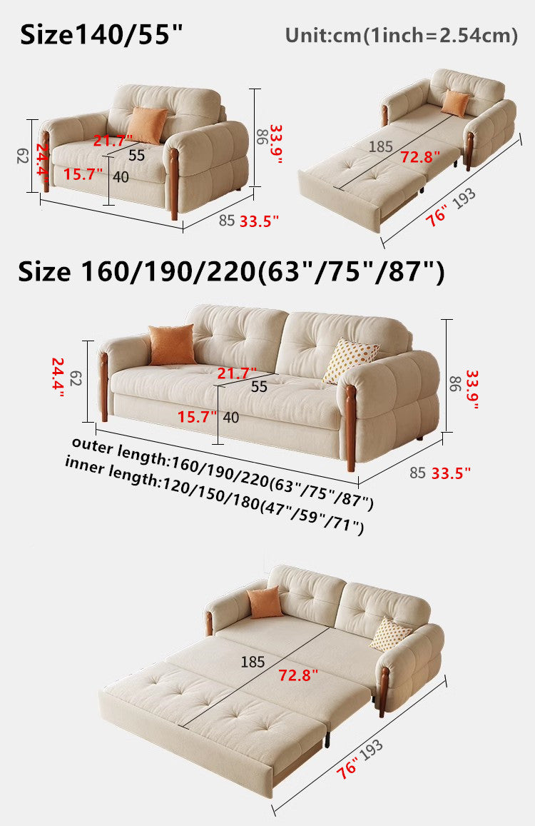 Anti-scratch Flannel Fabric Sofa Bed with Underneath Storage