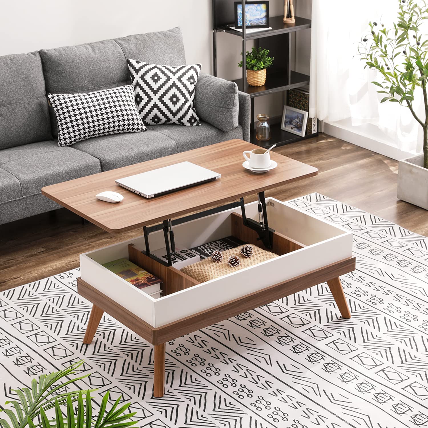Limited time sale -Easy-to-Assembly Lift Top Coffee Table with Hidden Storage Compartment