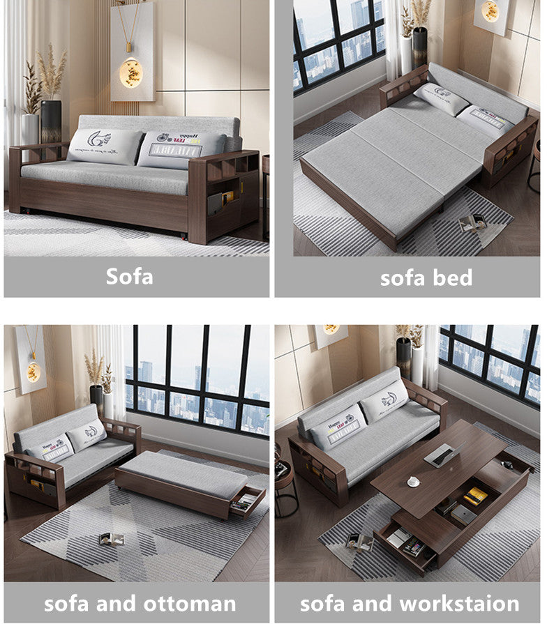 Last 3 days -Multifunciton and Space Saver Foldable and Expandable Sofa with Lifting Coffee Table