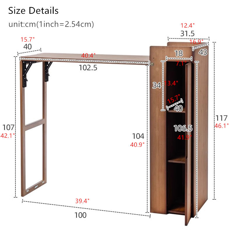 Limited time sale -Folding Bamboo Bar Table with Storage Rack