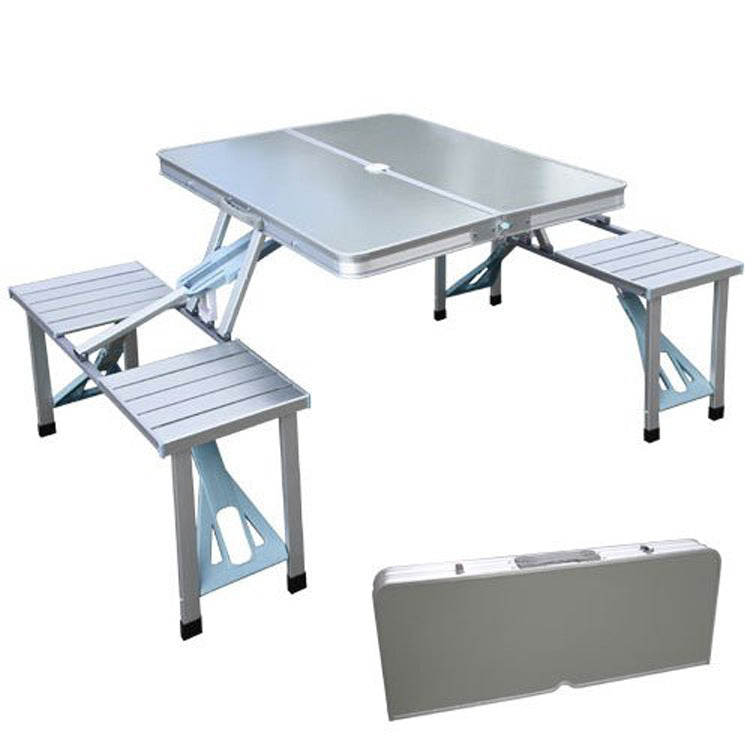 Limited time sale -Aluminium Alloy Outdoor Camping Picnic Table Integrated Folding Table and Chair