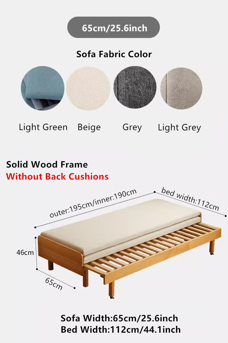 Limited time sale -Japandi Pull Out Solid Beech Wood Day Bed
