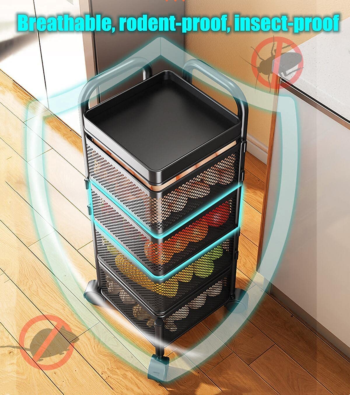 Limited time sale -Multi- Layer Rotating Kitchen Storage Rack with Universal Wheels
