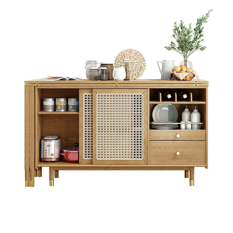 New Design Folding and Expandable Multifunction Dining Table with Side Cabinet