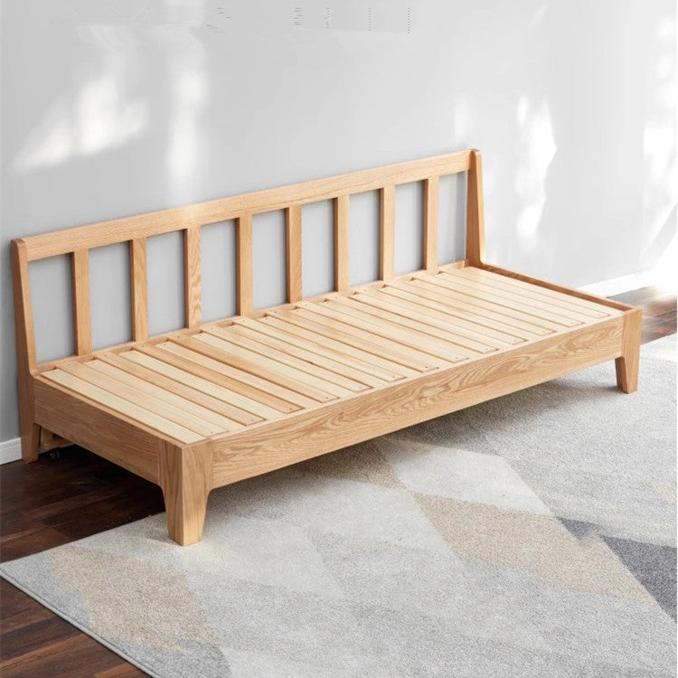 Japandi Pull Out Sleeper Sofa Bed With Solid Wood Back Support