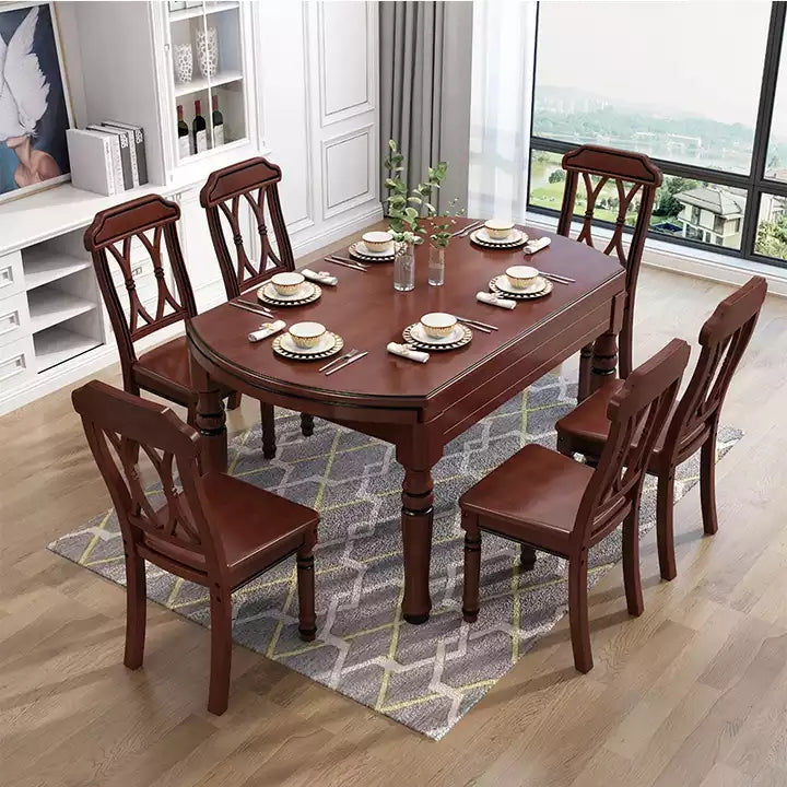 Limited time sale -2 In 1 Round Square Solid Wood Dining Table Set