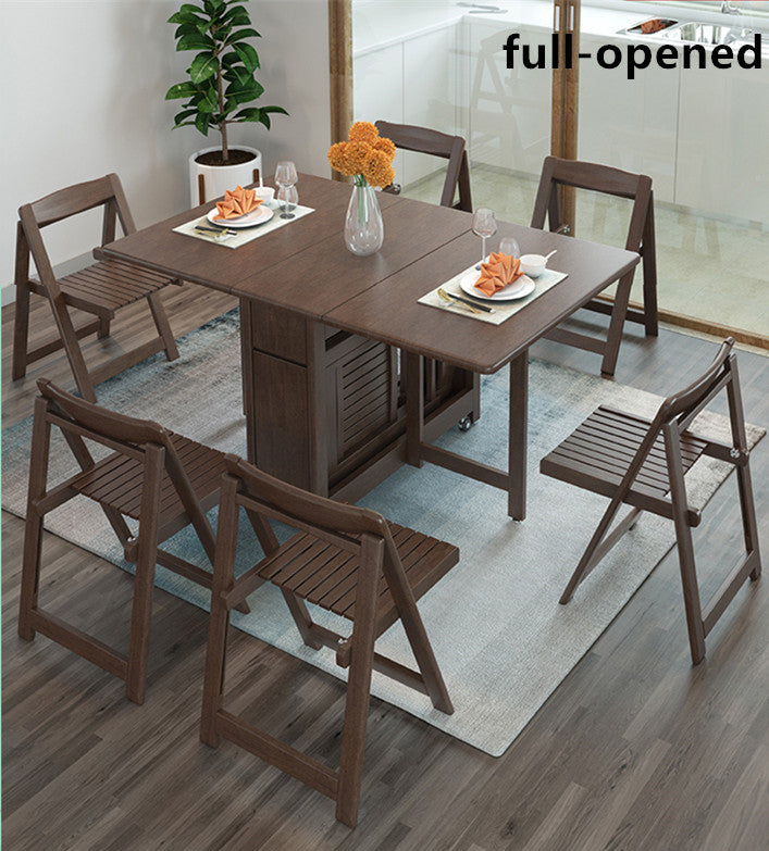 Drop Leaf Folding Dining Table With Foldable Chairs Set 5-Piece