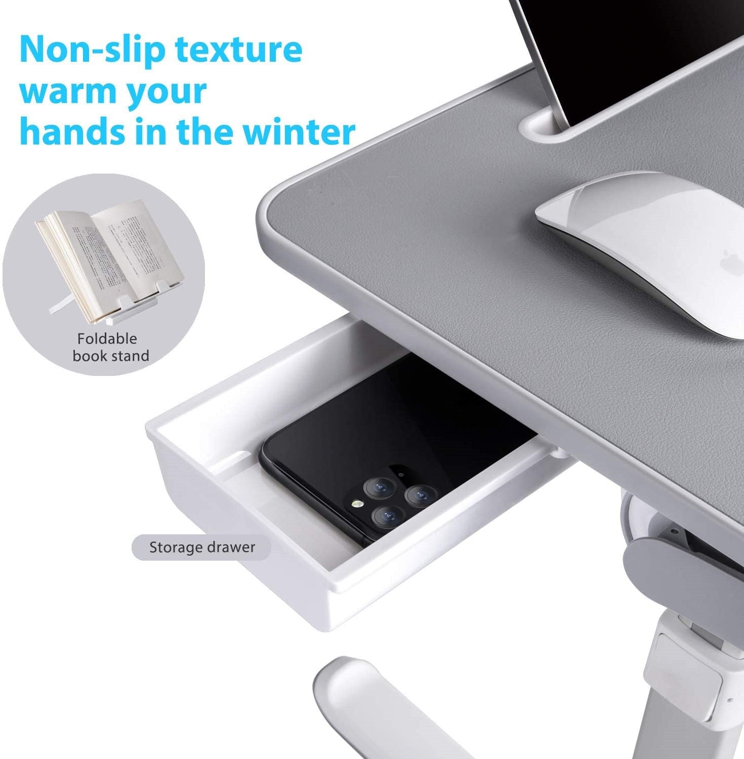 Limited time sale -X-Large Foldable and Adjustable Laptop Stand with Storage Drawer