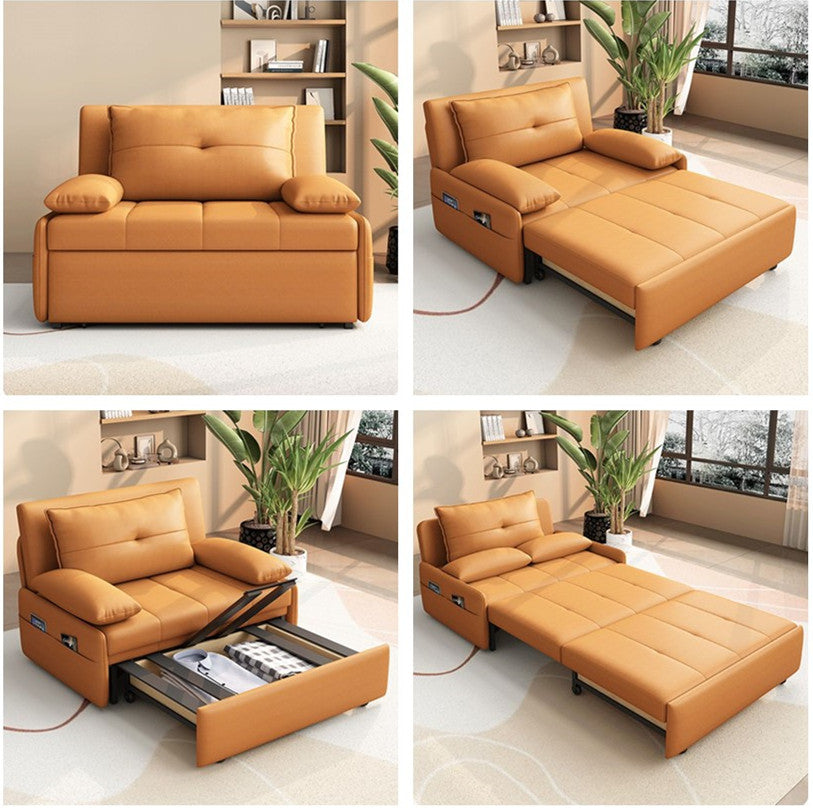 Last 3 days -Leathaire Pull Out Sofa Bed with Underneath Storage Drawer