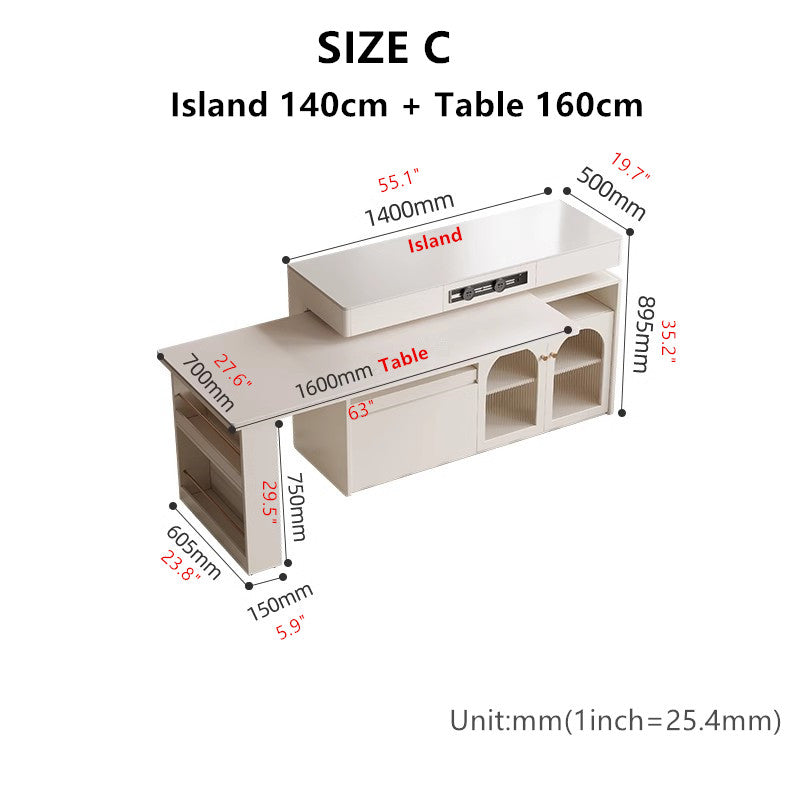 Sintered Stone Kitchen Island with 180 Degree Rotating Table