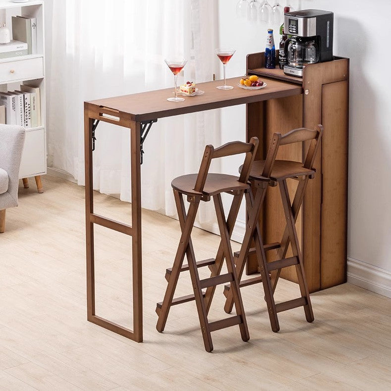 Limited time sale -Folding Bamboo Bar Table with Storage Rack