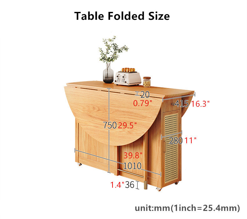 Last 3 days -Double Drop Leaf Round Table with 4 Folding Chairs