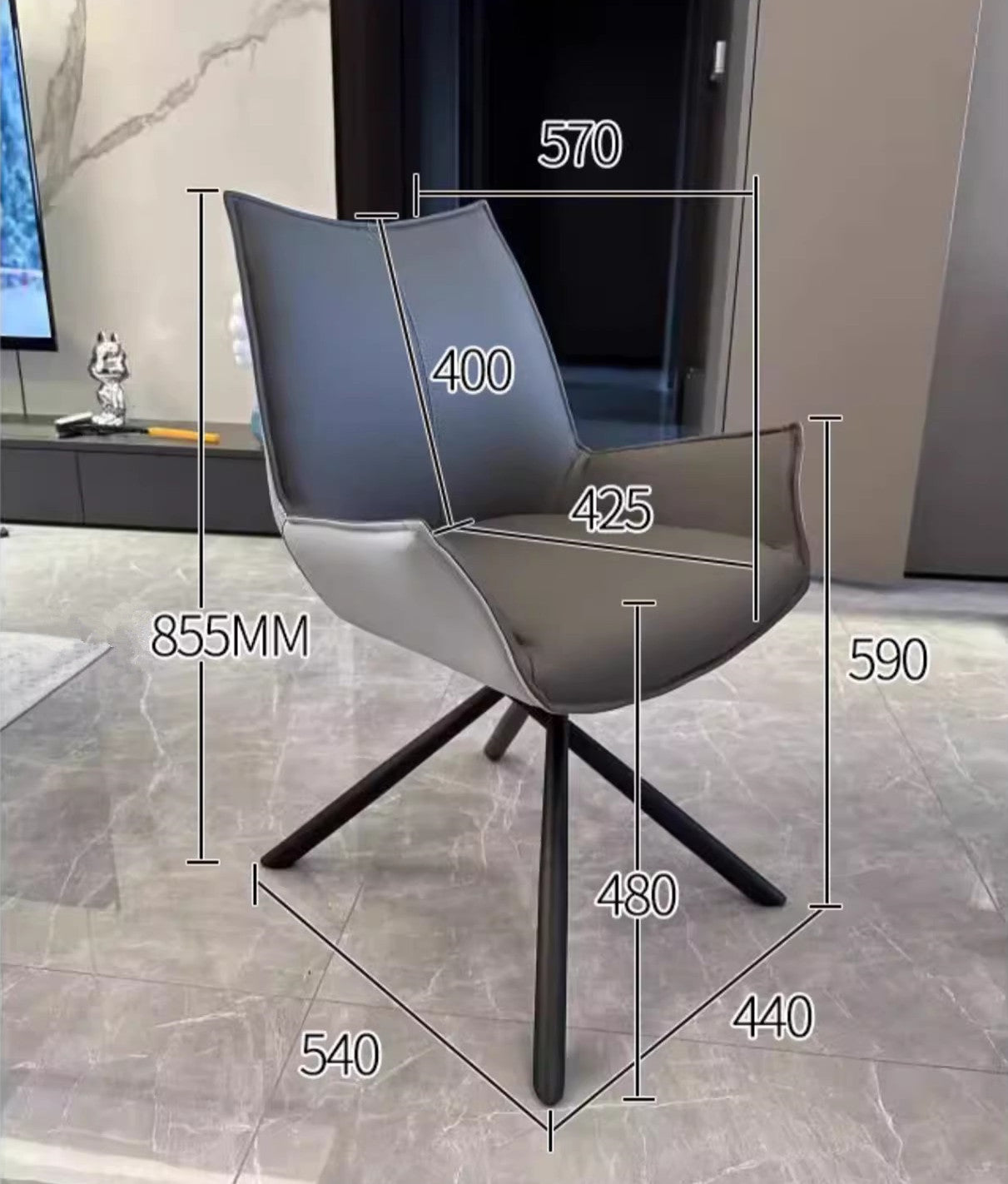 Rotating Extendable Rock Slab Top Dining Table