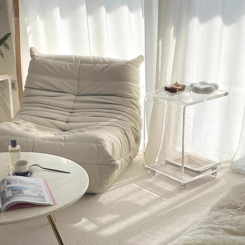 Limited time sale -C Shape Acrylic Accent Table With Wheels