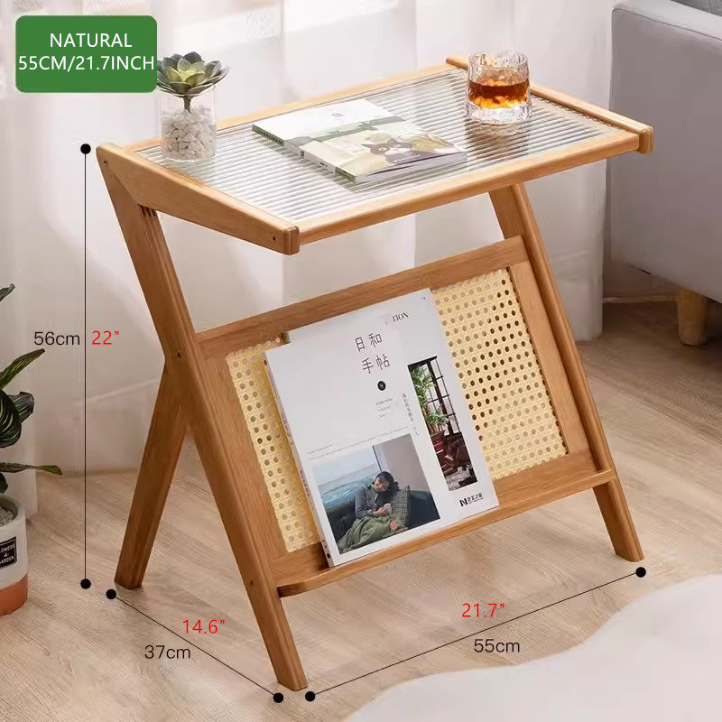 Limited time sale -Bamboo Rattan End Table with Storage