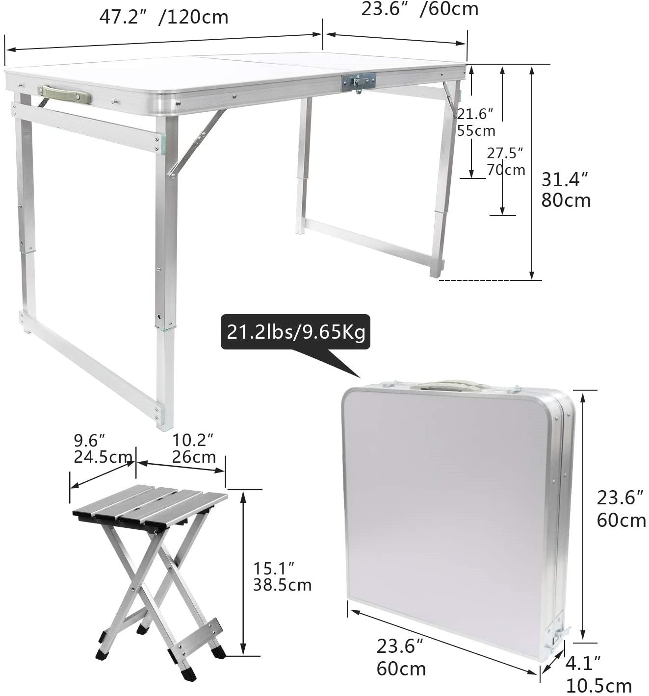 Limited time sale -Aluminum Folding Picnic Table with 4 Stools