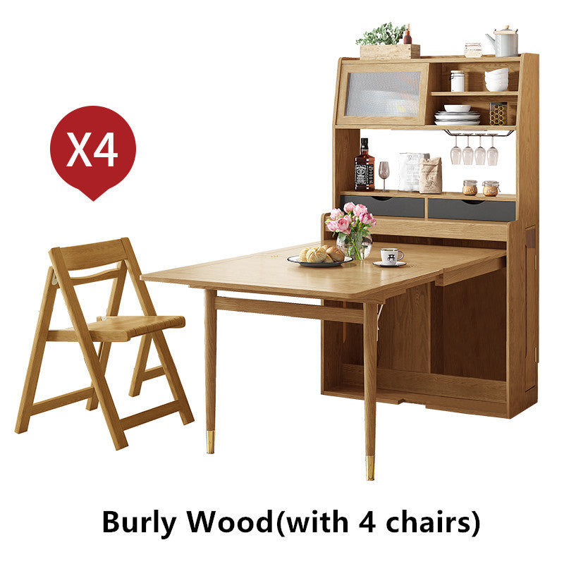 Limited time sale -Space Saving Foldable and Extendable Side Table with Hutch Cabinet