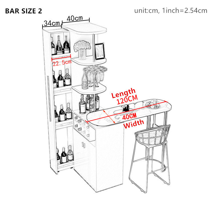 2021 New Design Modern Light Luxury Rotating Wine Bar Table with Cabinet