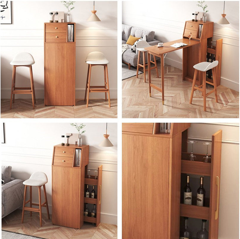 Folding Wine Bar Table with Pull Out Wine Rack