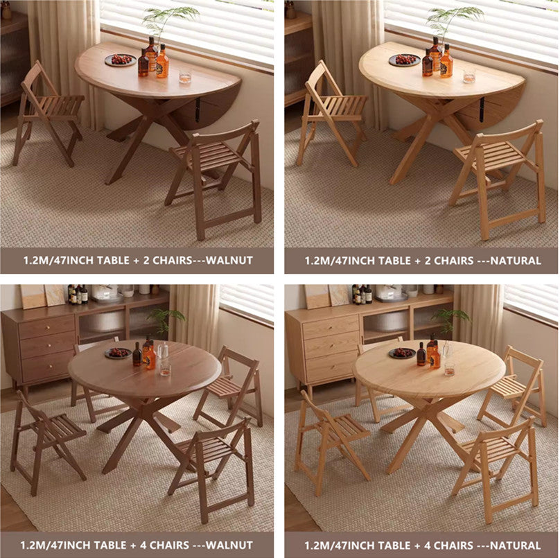 Solid Wood Double Drop Leaf Round Table