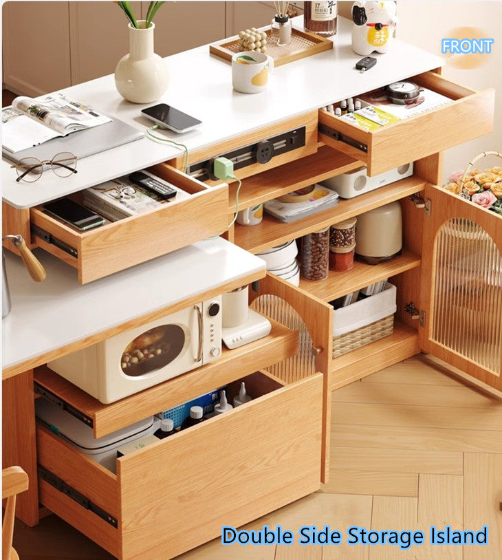 Sintered Stone Kitchen Island with 180 Degree Rotating Table