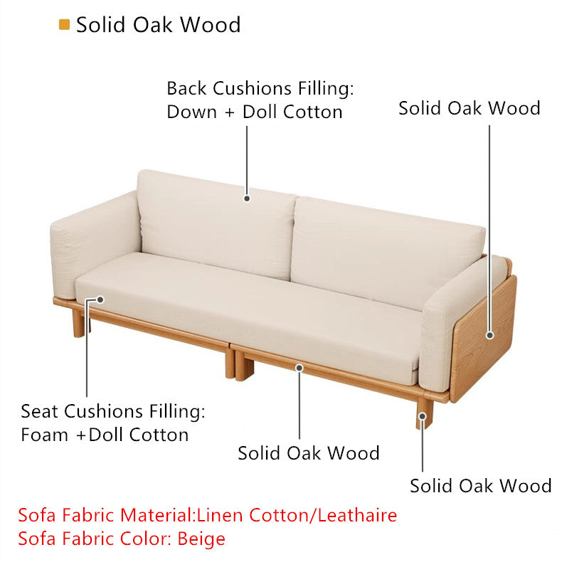 Japandi Solid Wood Sofa Bed