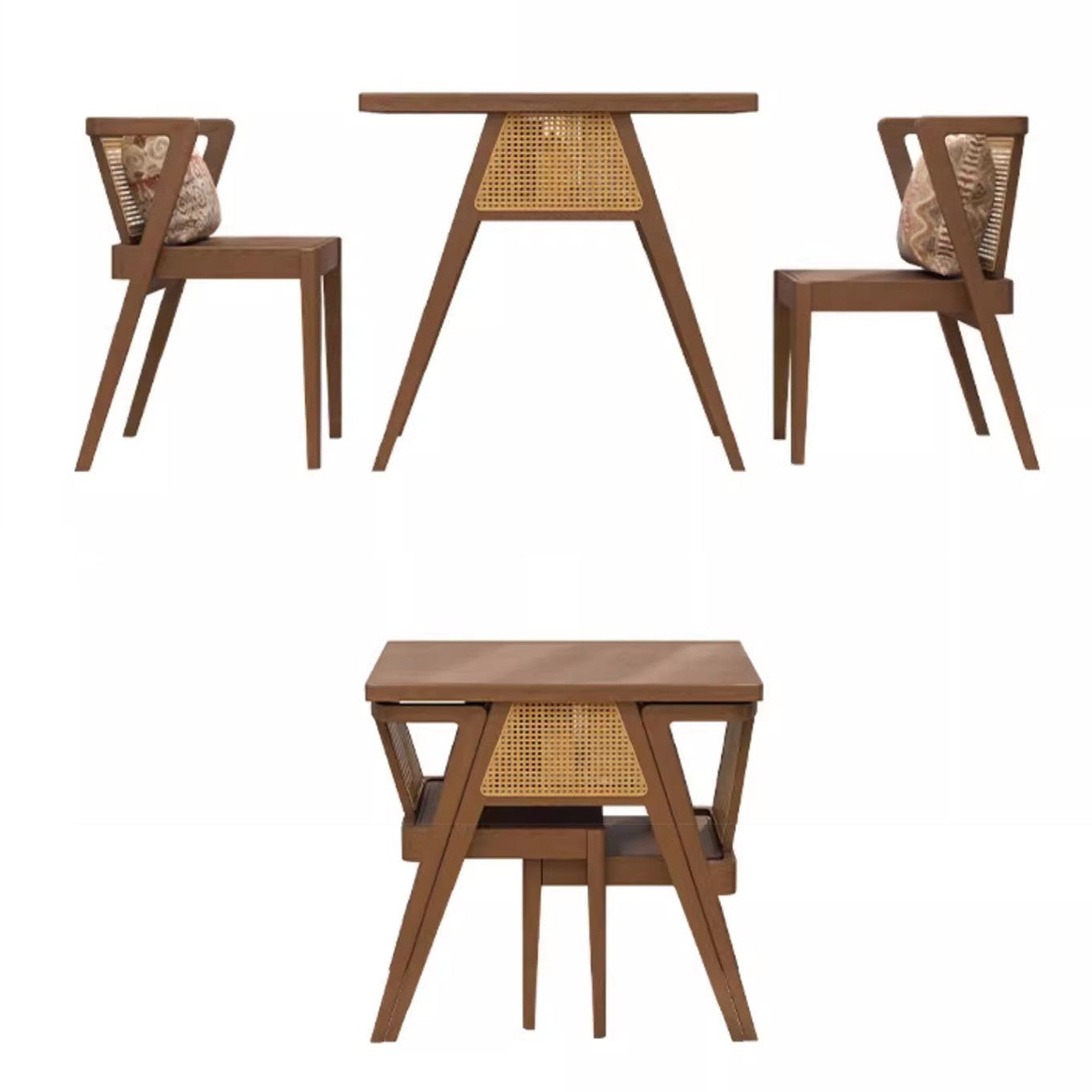 Last 3 days -Space Saver Solid Wood Table with 2 Chairs Set
