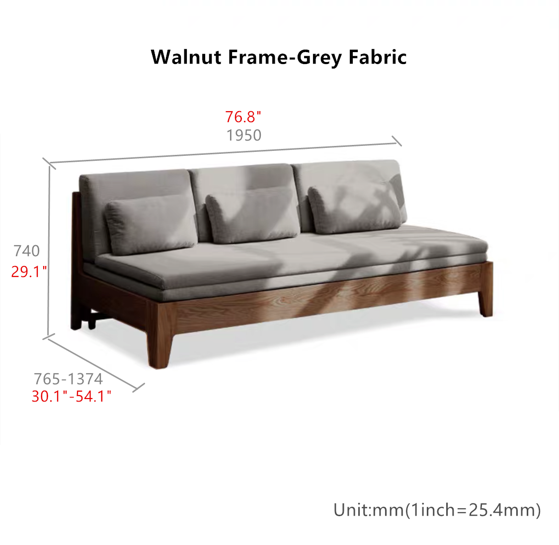 Japandi Pull Out Sleeper Sofa Bed With Solid Wood Back Support