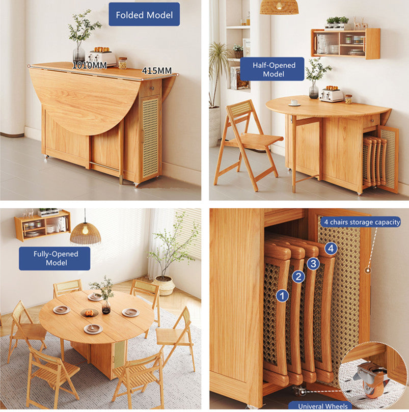 Last 3 days -Double Drop Leaf Round Table with 4 Folding Chairs