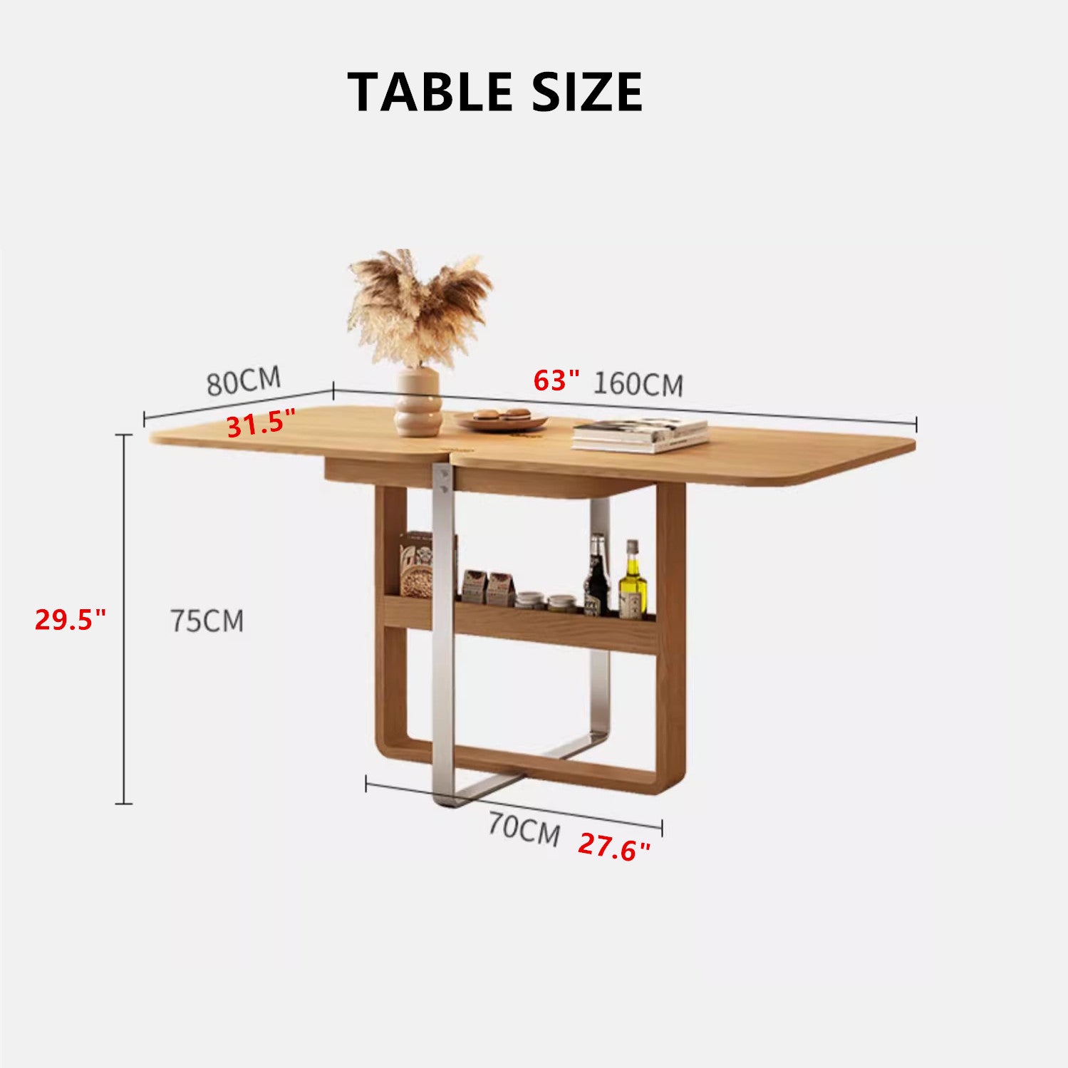 Limited time sale -Extendable Tabletop Solid Wood Dining Table