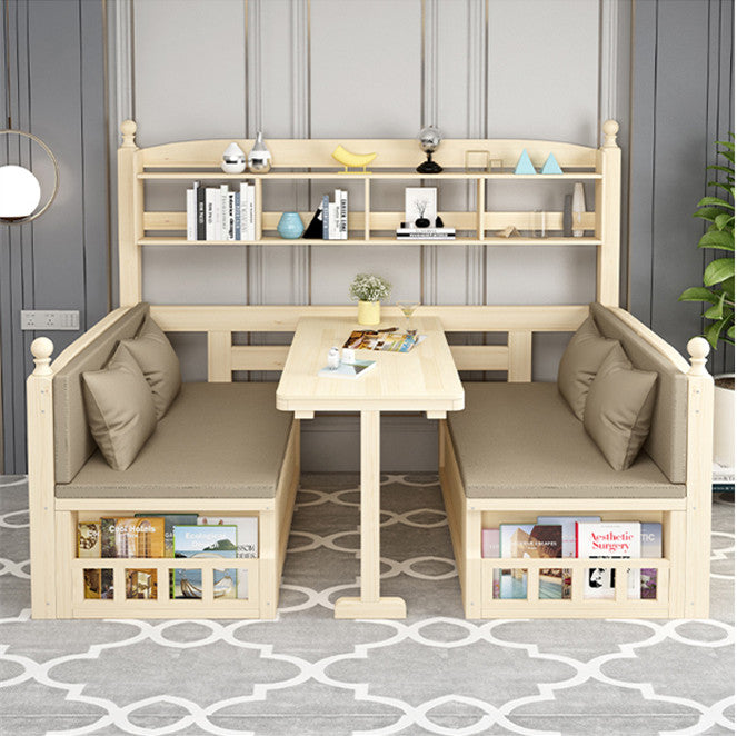 Solid Wood Sofa Bed With Desk and Book Shelf