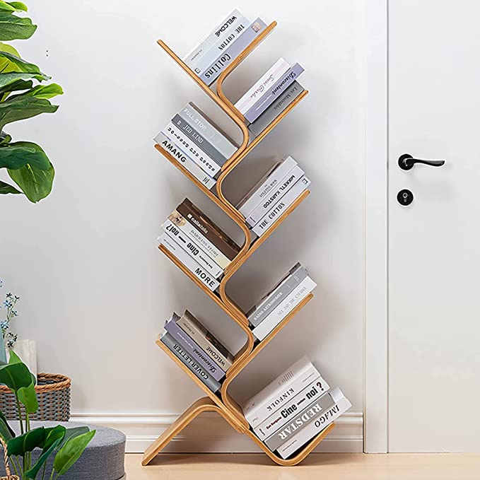 Limited time sale -Modern Floor Standing Curved Tree Bookcase Made of Bent Bamboo